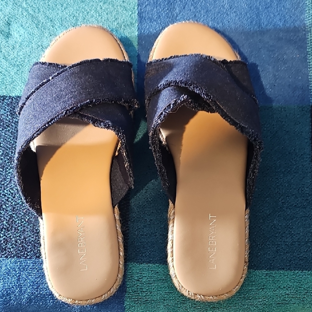 Lane Bryant Black Cross-Strap Sandals